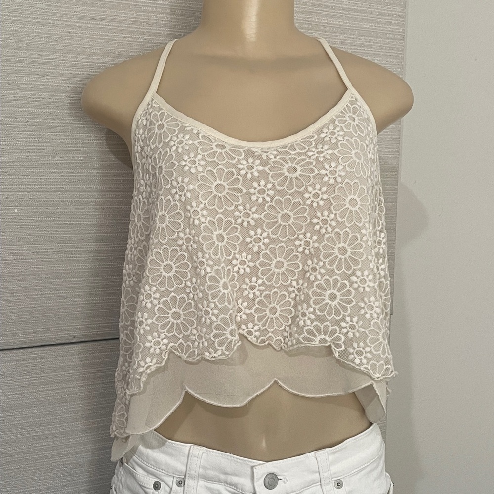 Brandy Melville Cream Floral Lace Chemise
